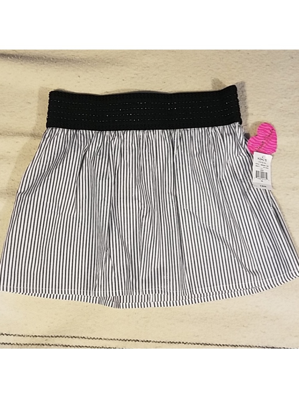 Heart Soul Black & White Striped Mini Skirt with Red Brand Tag